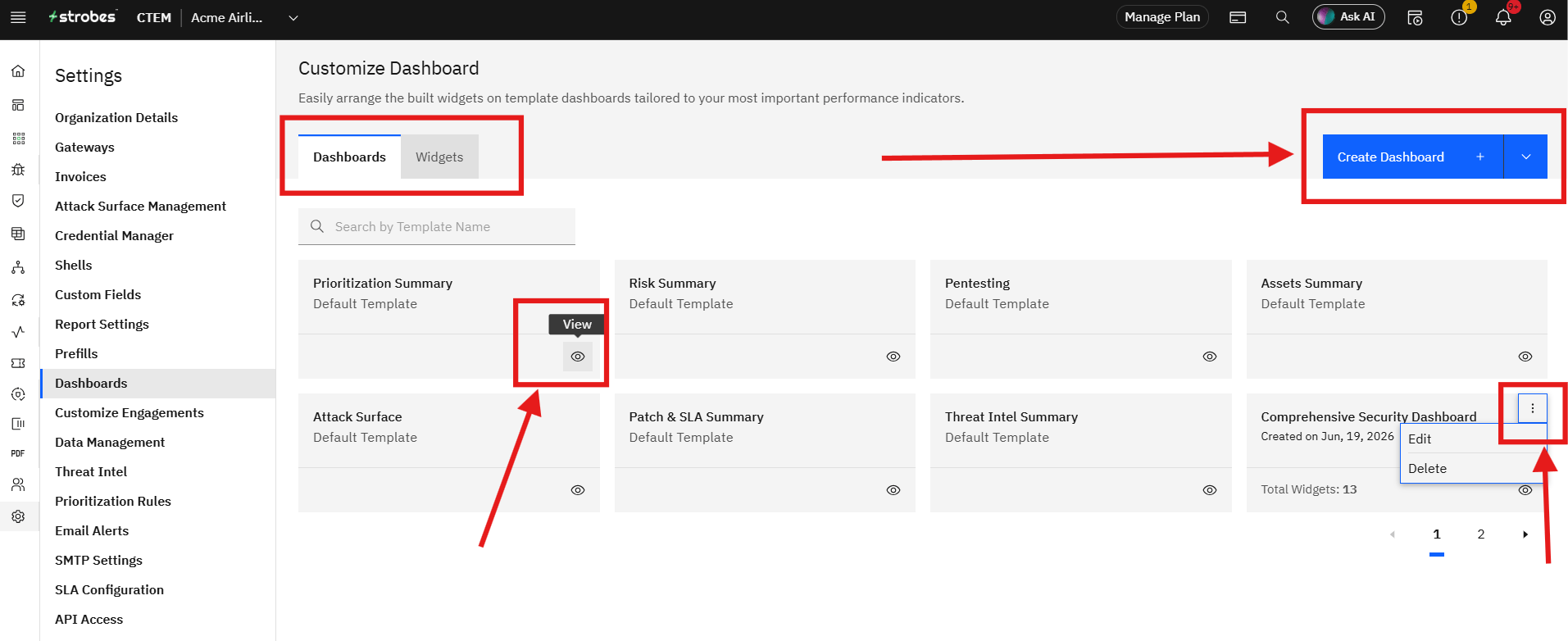 Creating and Managing Dashboards: Path 2 — Using Settings > Dashboards (Full Control) (screenshot 11)