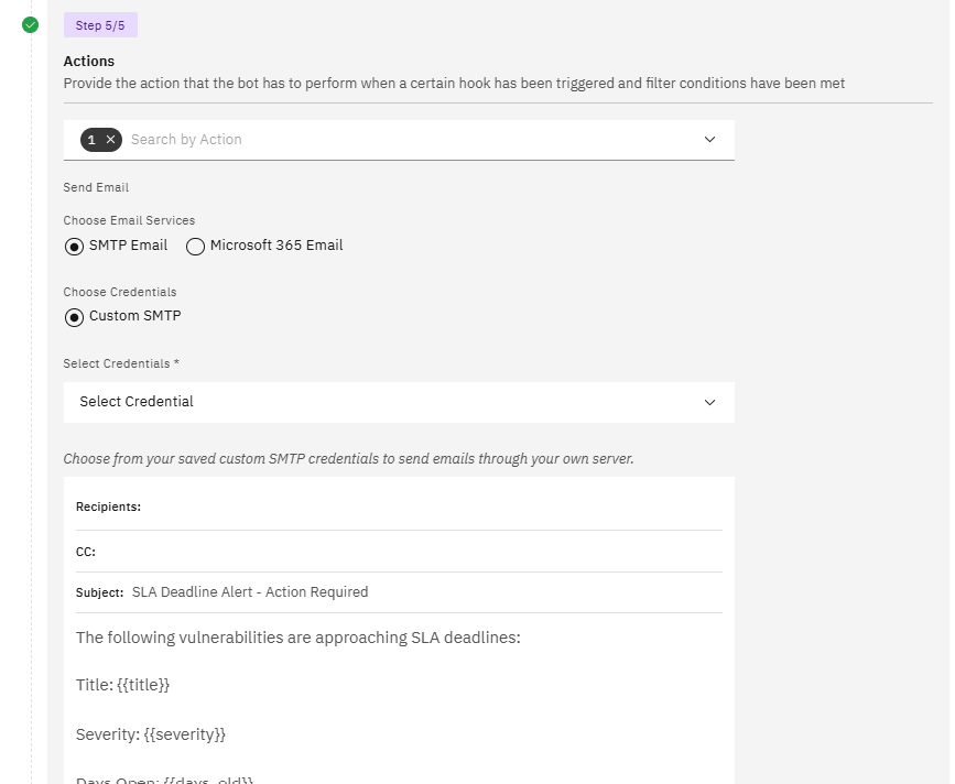 Using Automation Templates: Step 7: Actions (Step 5/5) (screenshot 11)