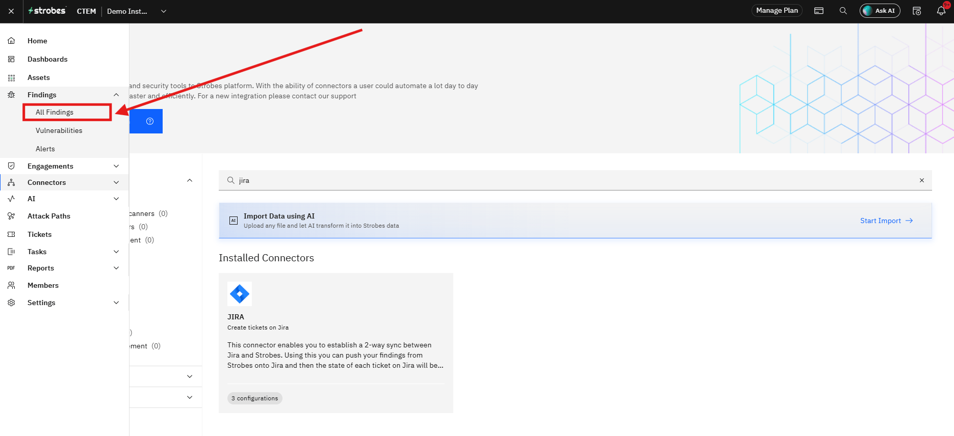 Configuring the Jira Integration in Strobes OAuth 2.0: Step 22 — Open a Finding (screenshot 22)