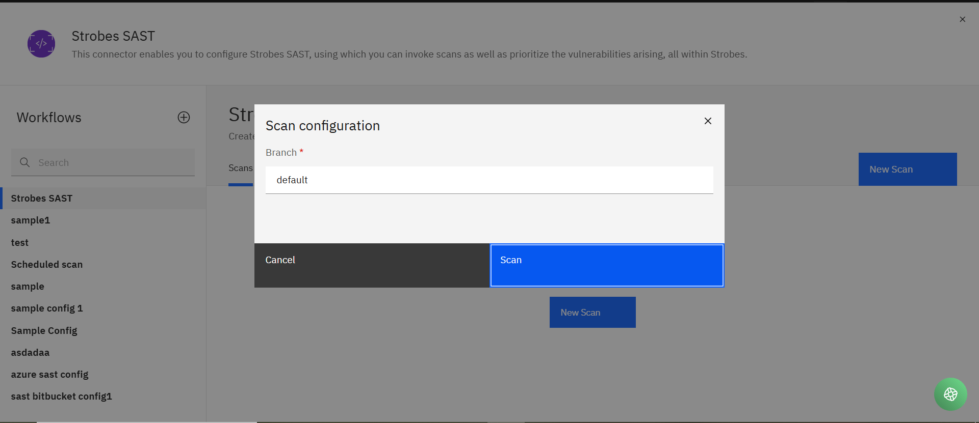 Configuring Strobes SAST: Step 7: Run the Scan (screenshot 18)