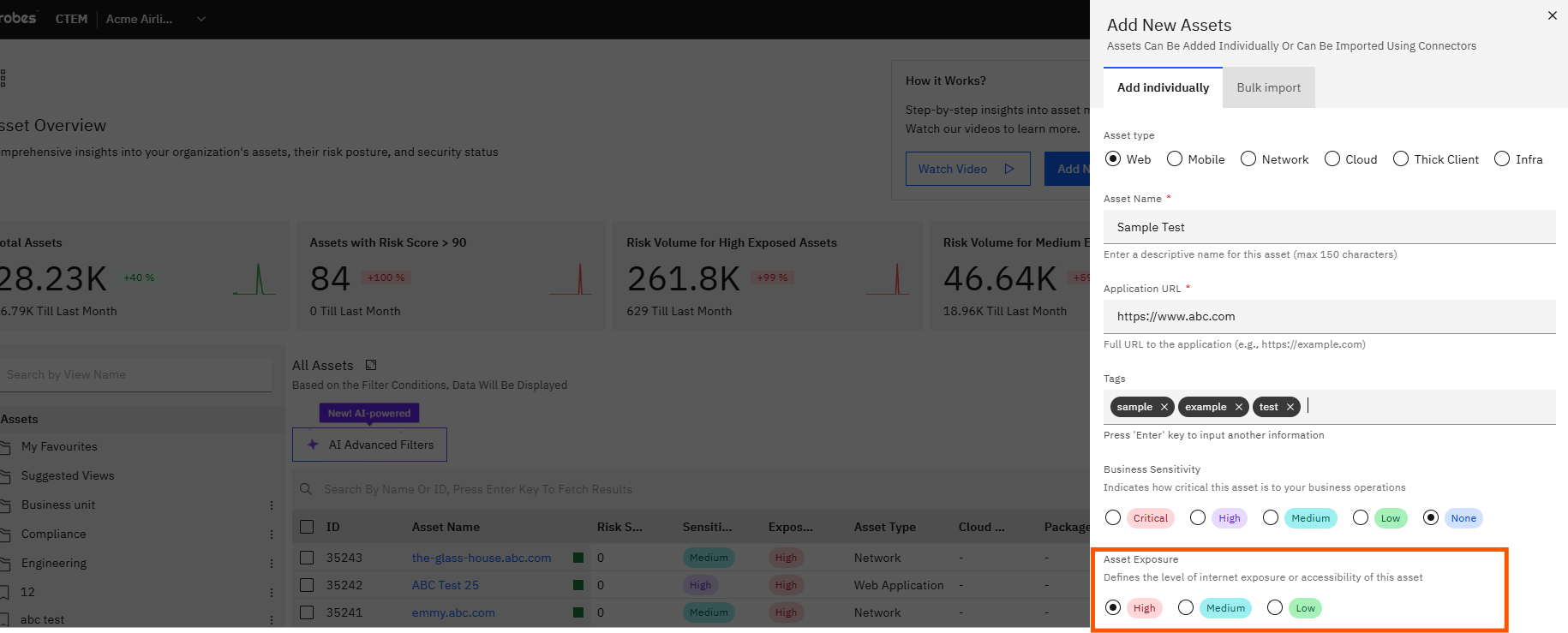 Understanding and Managing Assets in Strobes: Step 12 — Select the Asset Exposure (screenshot 12)