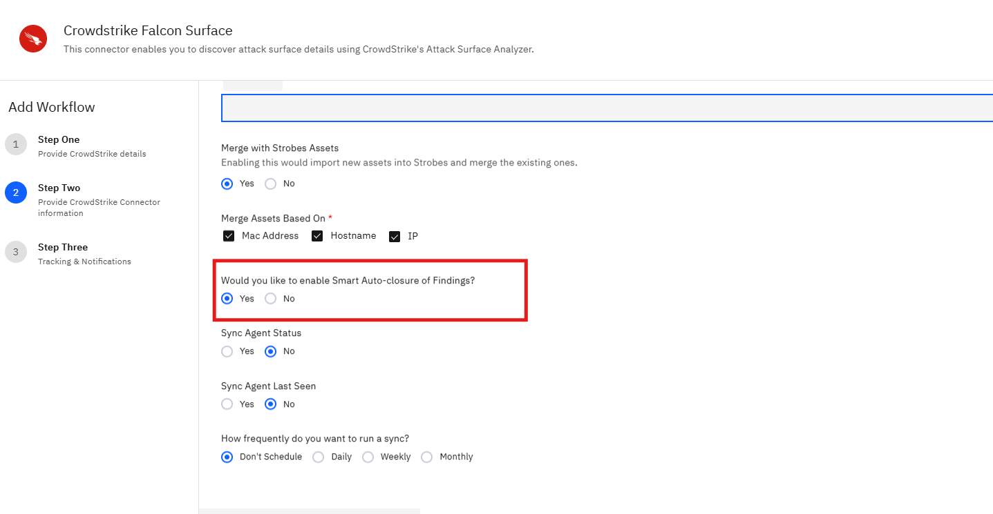 Connecting CrowdStrike Falcon Surface to Strobes: Step 14 — Enable Smart Auto-closure (screenshot 14)