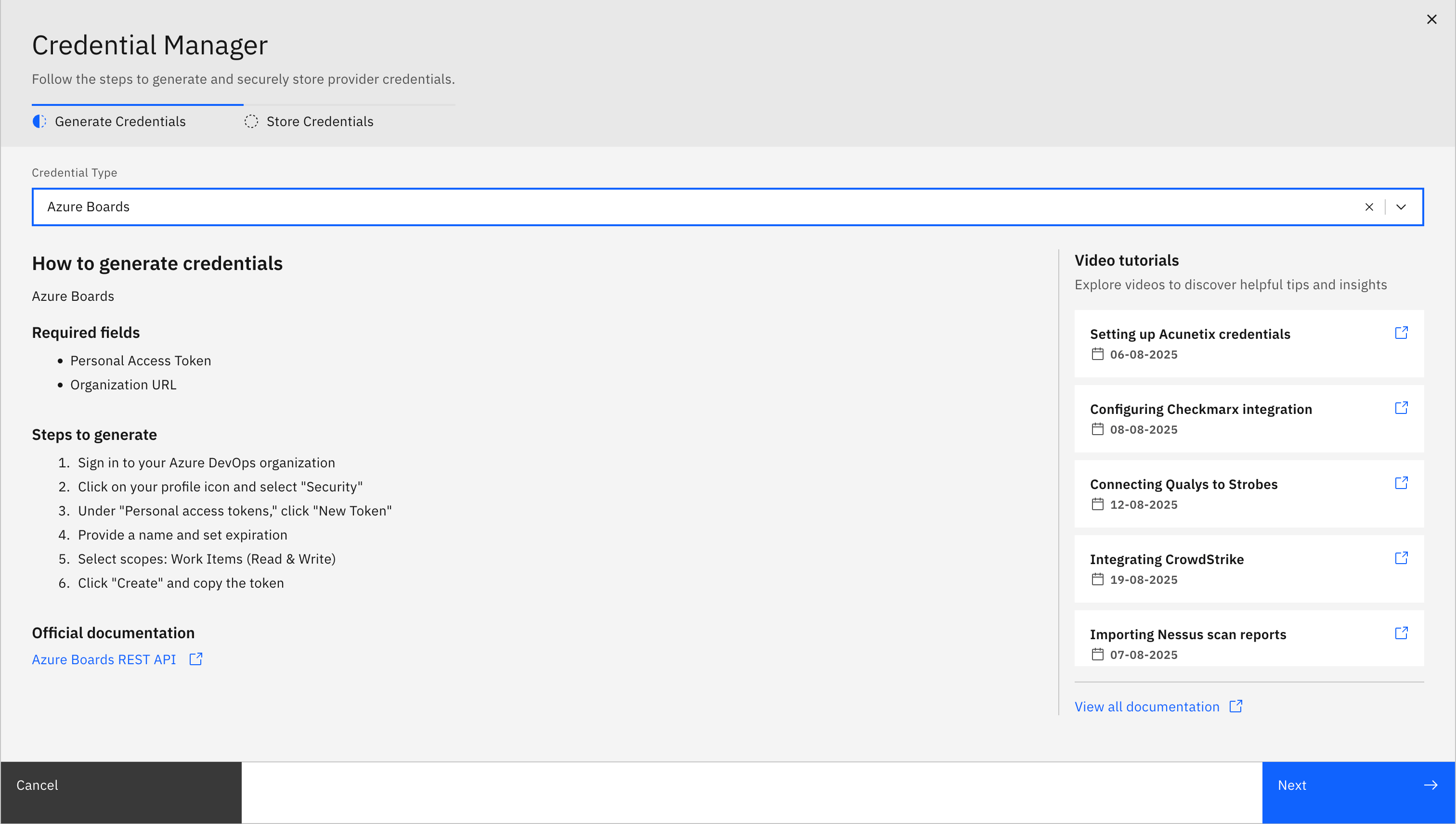 Cloud security (CSPM) workflow: Configuring AZURE Credential Manager (screenshot 9)