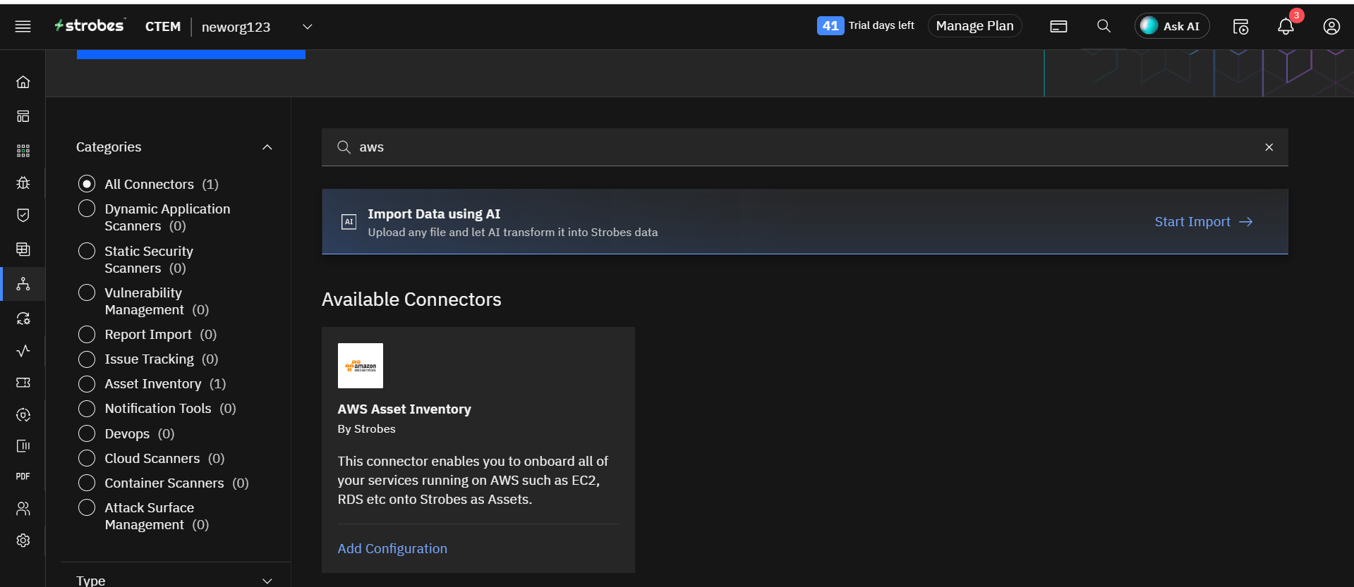 Import assets from AWS environment: Usage flow instructions (screenshot 3)
