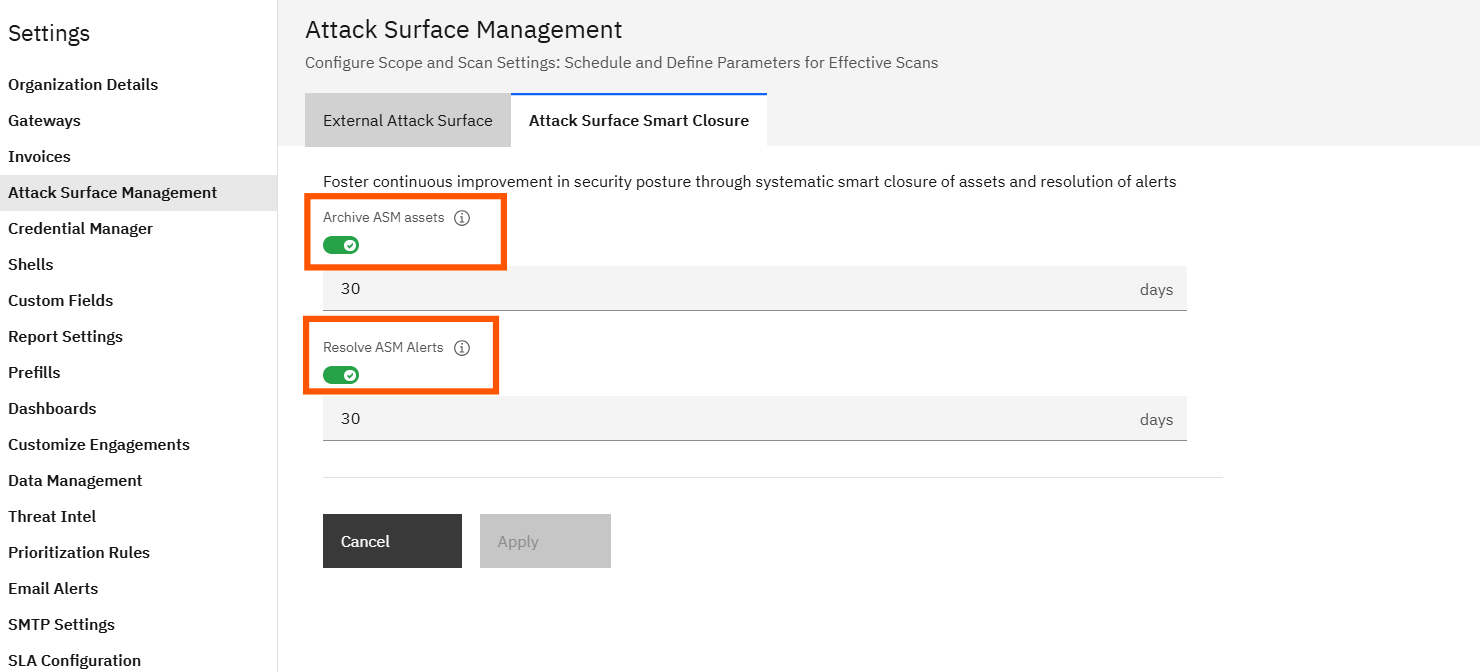 Configuring Attack Surface Management: Step 3 — Configure Archive ASM Assets (Optional) (screenshot 10)