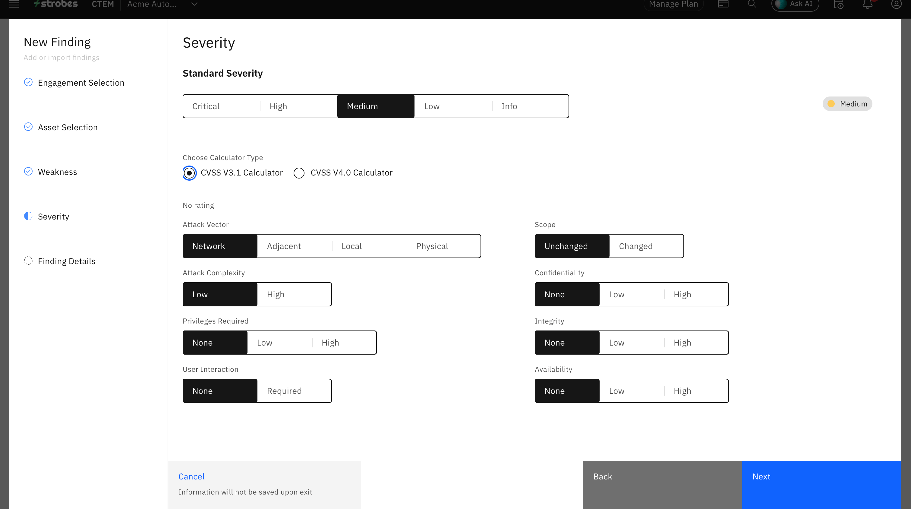 Submitting a vulnerability for a network asset: Logging a Network Vulnerability (screenshot 4)