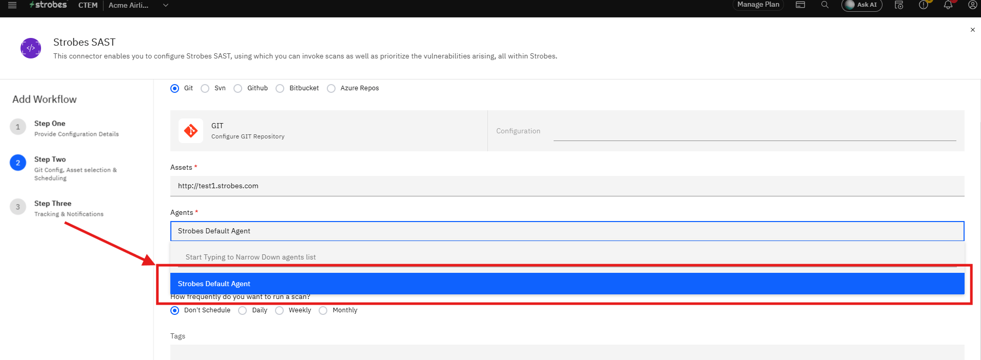 Configuring Strobes SAST: Agents (screenshot 13)