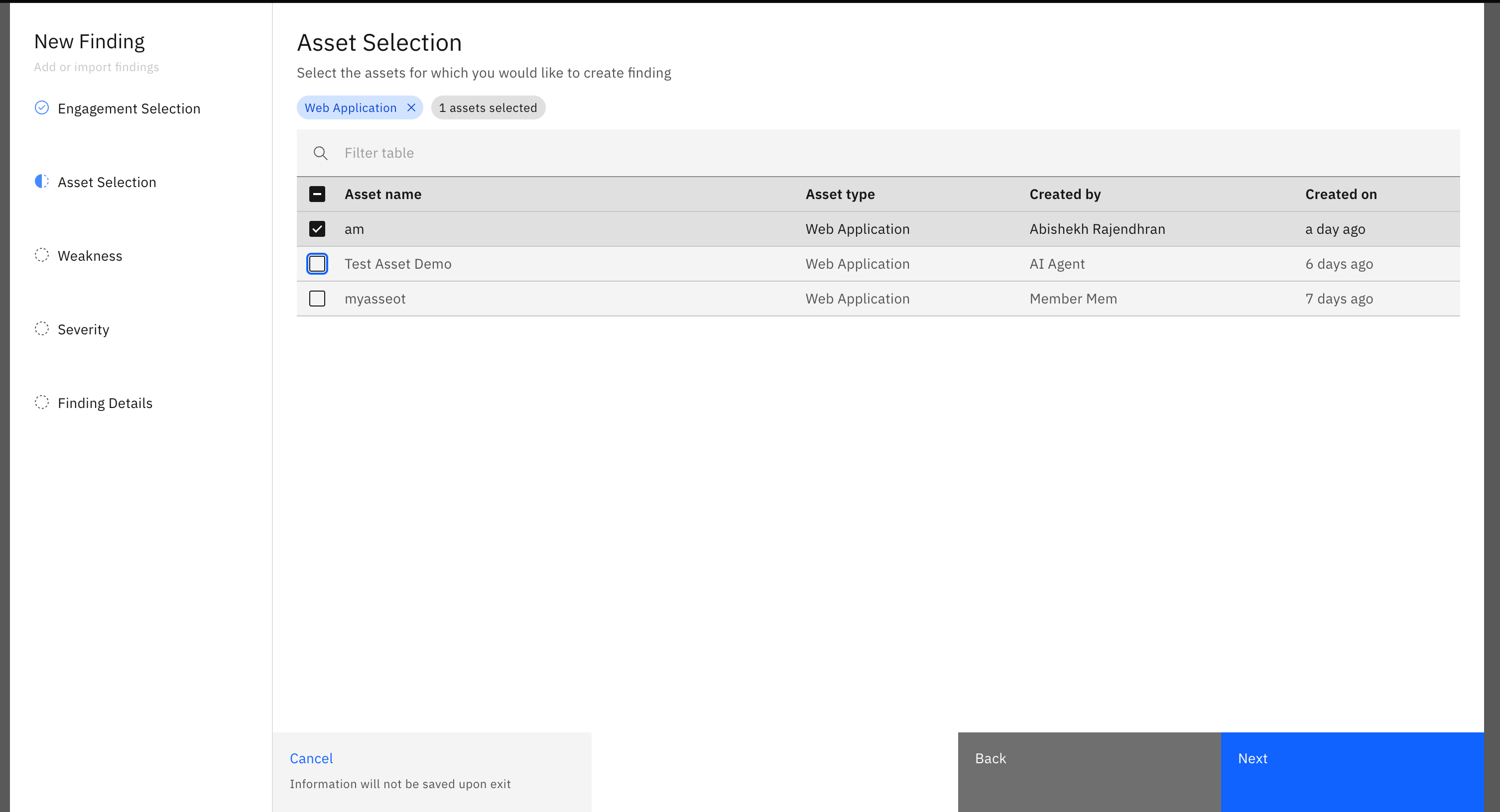 Submitting a web-level vulnerability: Logging a Web Level Vulnerability: (screenshot 2)