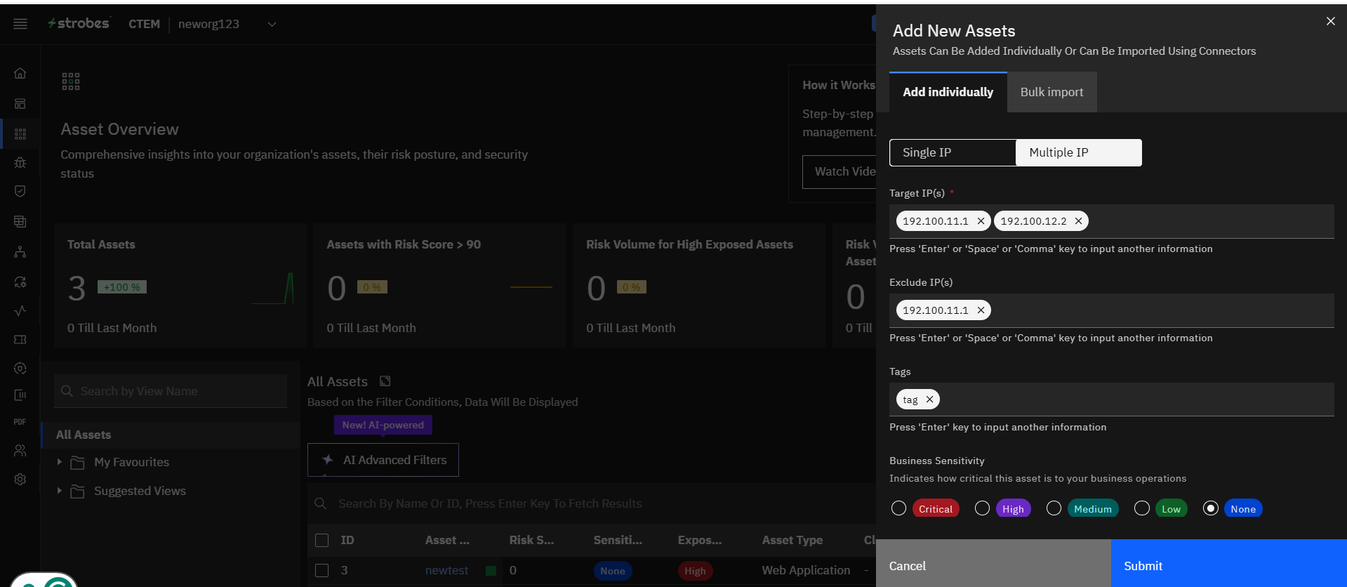 Adding assets manually: Adding Multiple IPs (screenshot 5)