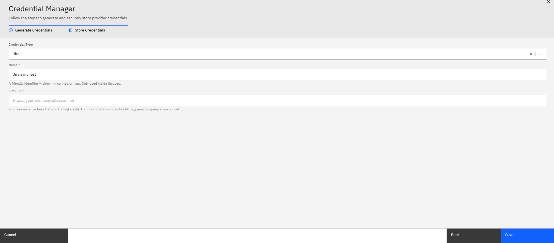 Configuring the Jira integration (OAuth 1.0): Step 15 — Open the Add Credential Form for Jira (screenshot 17)