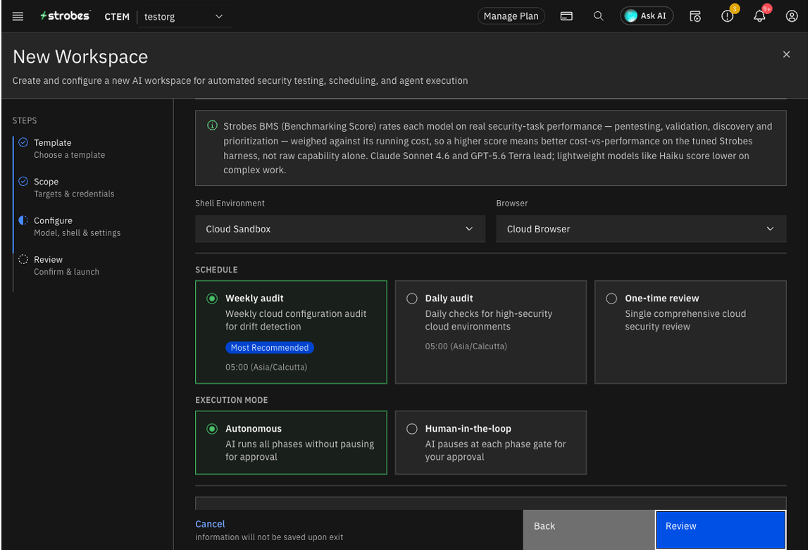 Strobes AI Governance and Autonomy Controls: Supported Autonomous Playbooks (screenshot 4)
