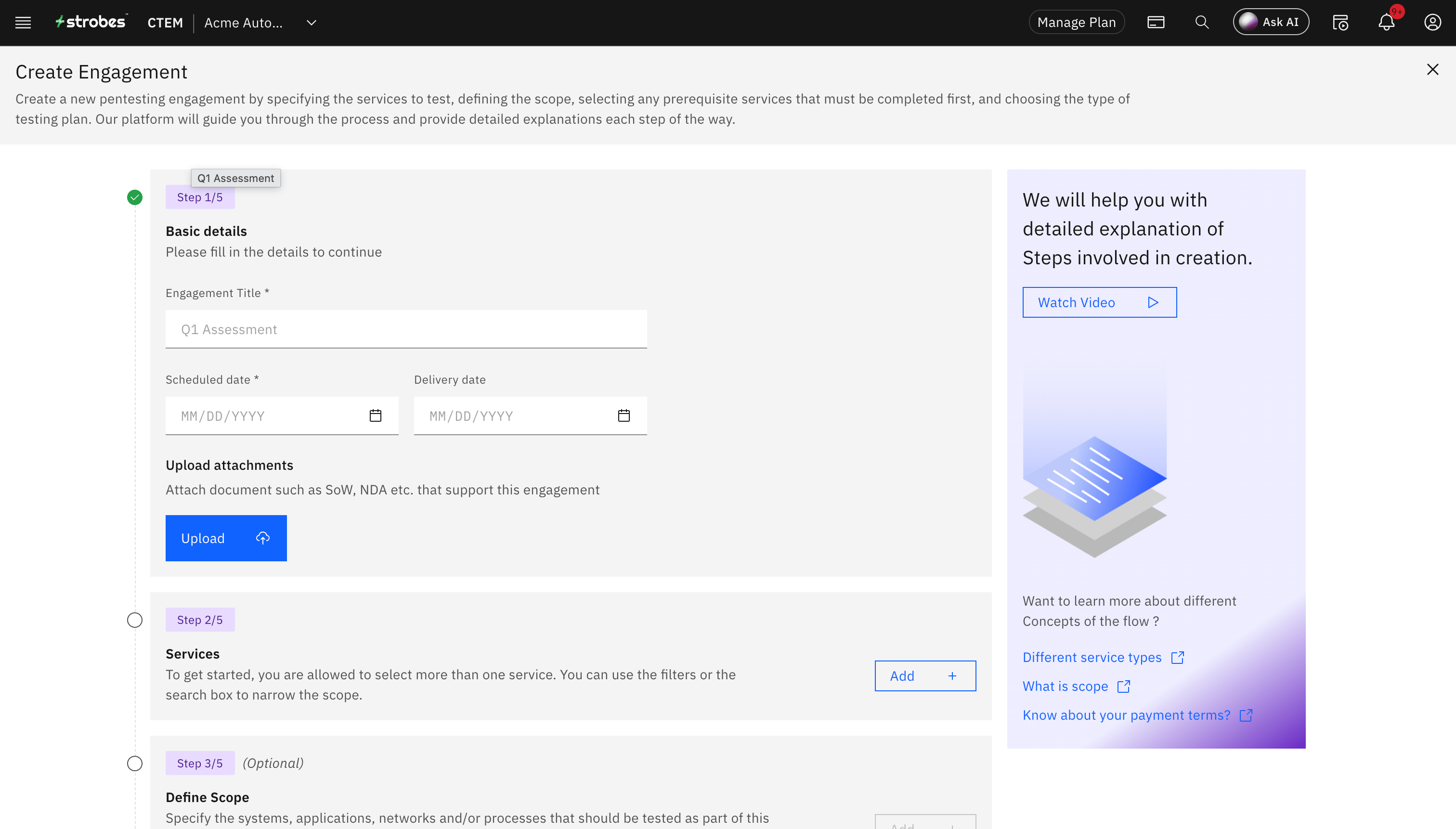 Creating an Engagement: Step 3: Enter Engagement Details (screenshot 3)