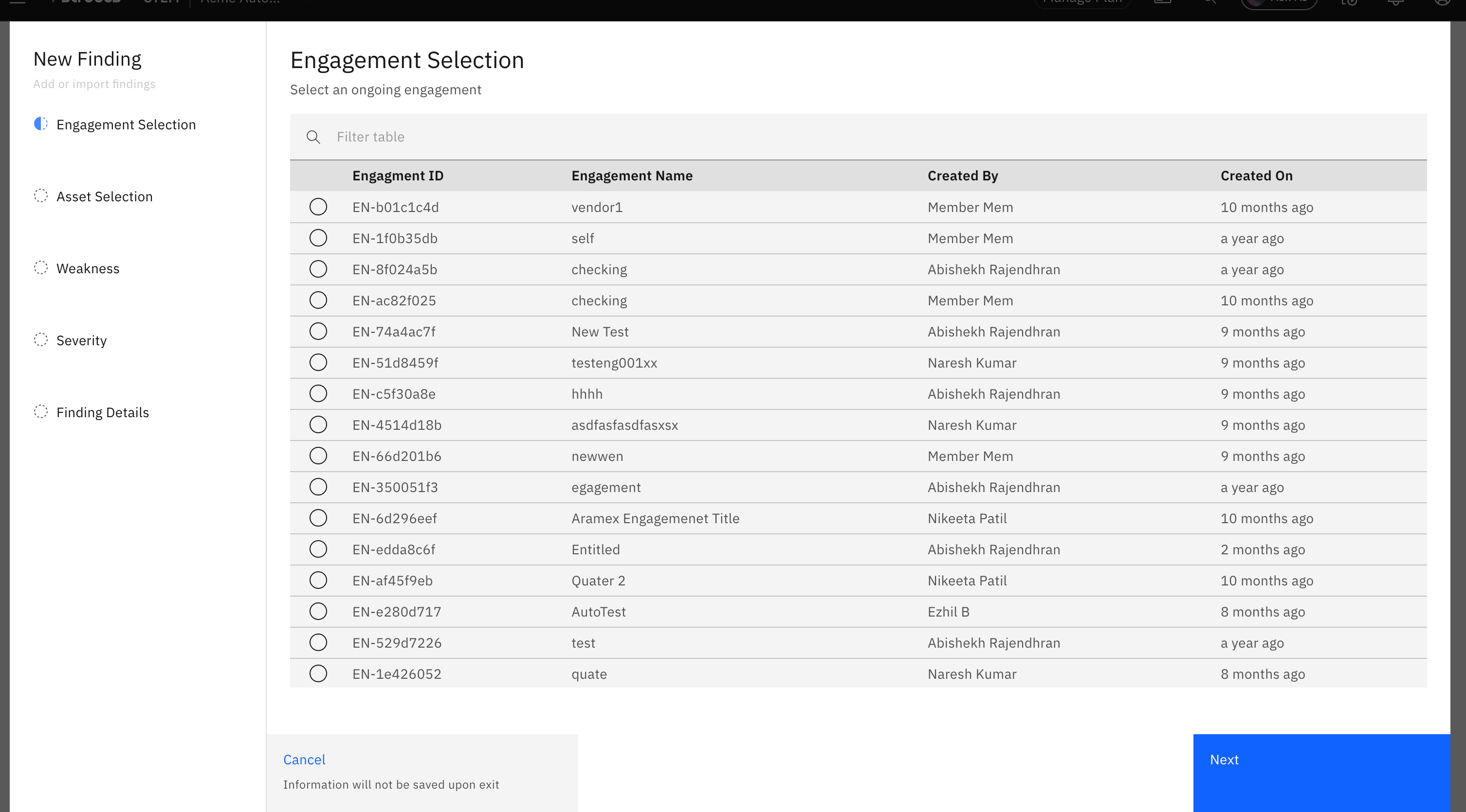 Submitting a web-level vulnerability: Logging a Web Level Vulnerability: (screenshot 1)