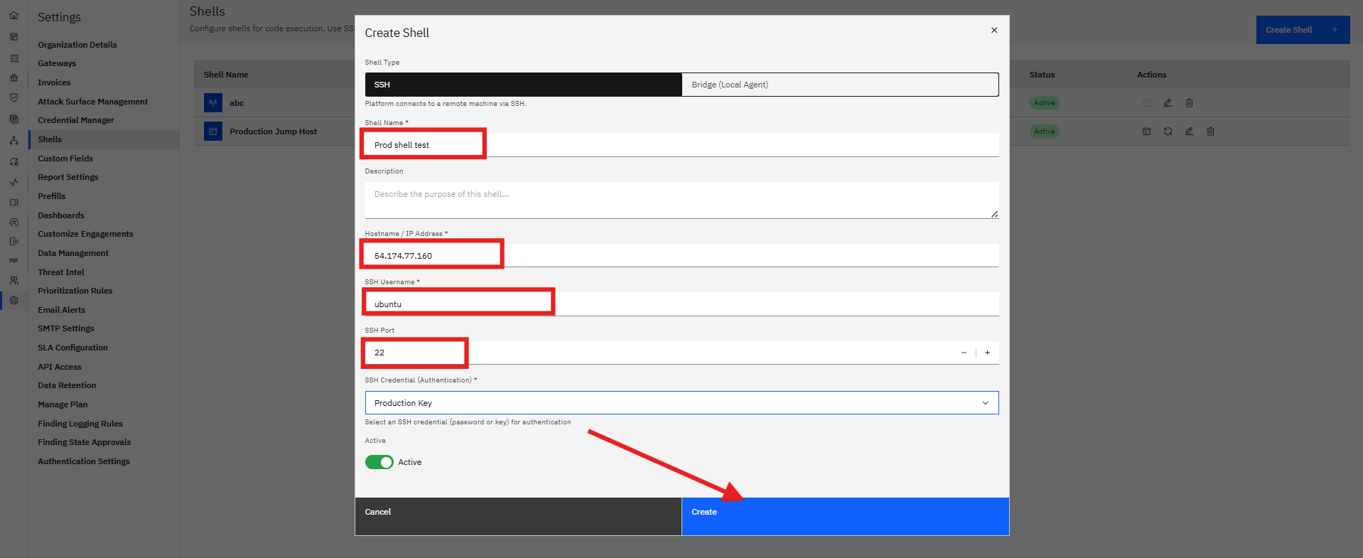 Setting up a Jumphost (SSH shell): Step 3 — Create a Shell (Jumphost) (screenshot 6)