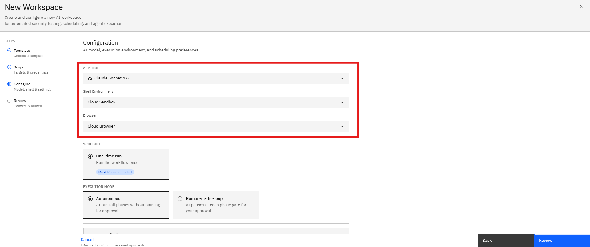 Active Directory Pentest Template: Step 6: Select an AI Model (screenshot 8)