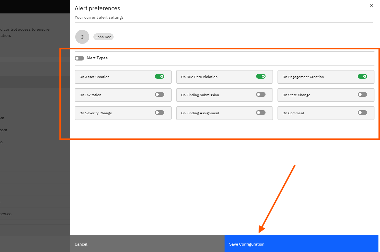 Invite Members and Manage Roles in Strobes: Step 5 — Open Member Alert Preferences (screenshot 6)