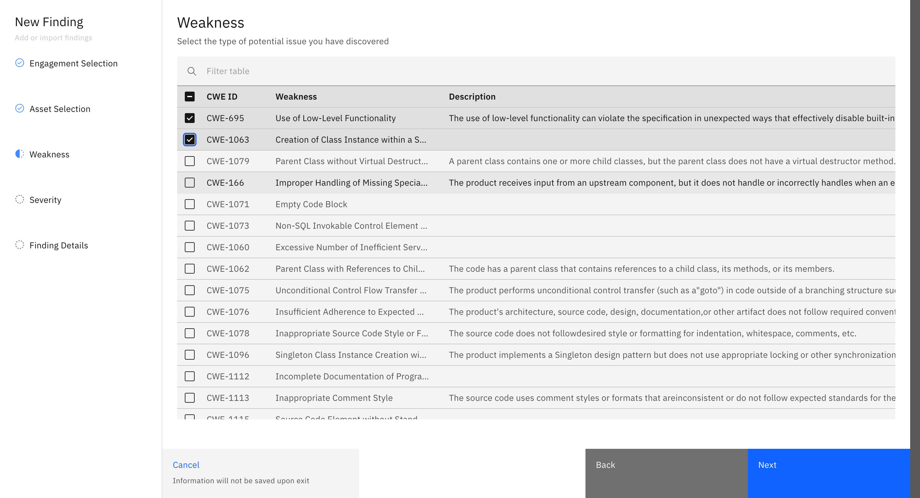 Submitting a web-level vulnerability: Logging a Web Level Vulnerability: (screenshot 3)