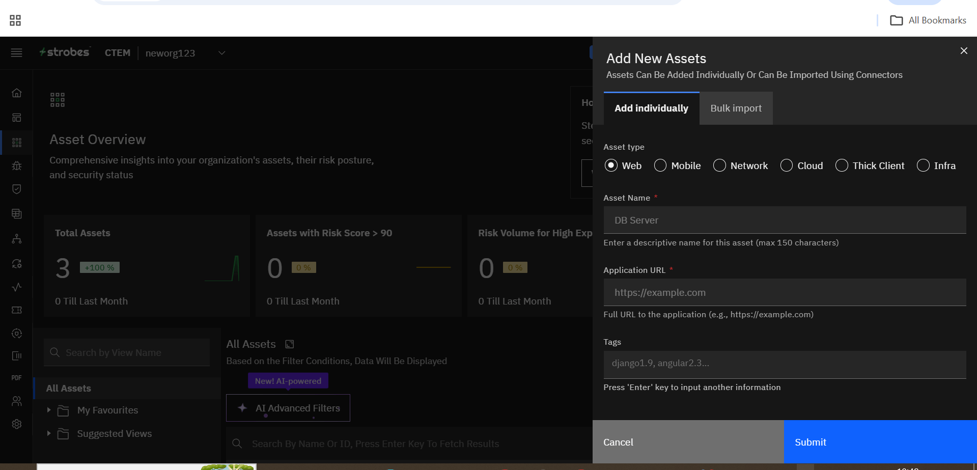 Adding assets manually: Usage Flow Instructions (screenshot 1)