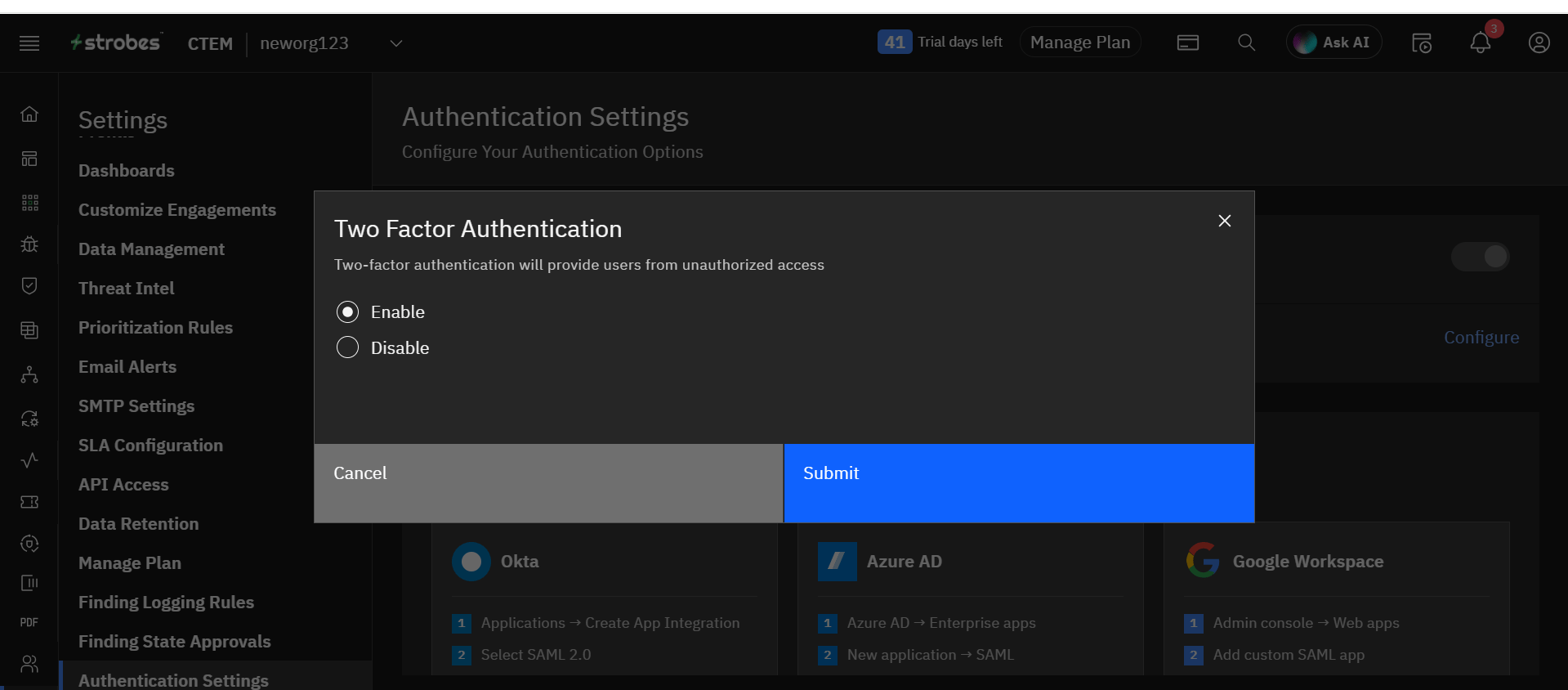 Enabling Two-Factor Authentication: Step 2: Configure 2FA (screenshot 2)