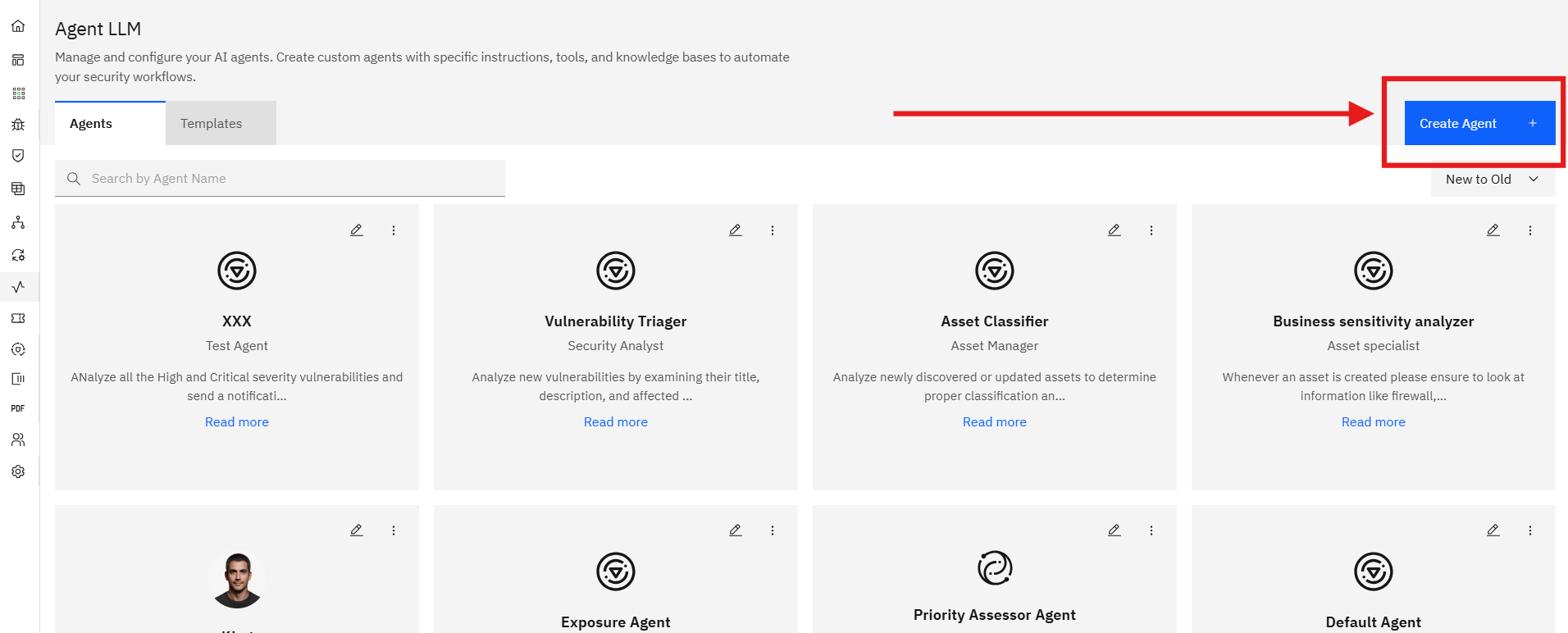 Custom AI Agents: Step 2: Click Create Agent (screenshot 2)