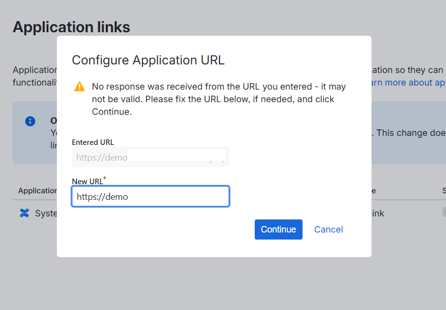 Configuring the Jira integration (OAuth 1.0): Step 7 — Enter the Application Name and Click Continue (screenshot 8)