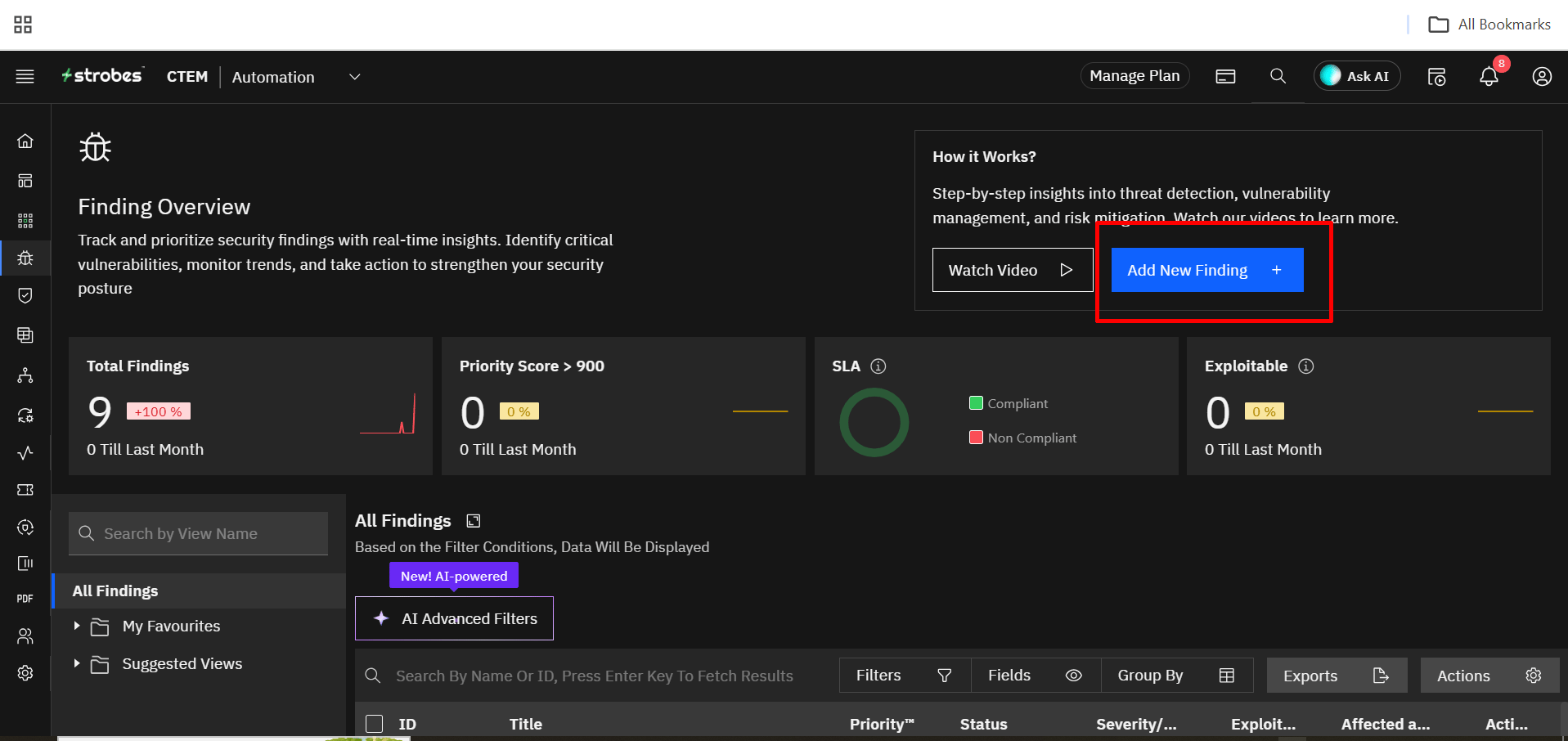 Understanding the Findings Toolbar: New Vulnerability (screenshot 9)