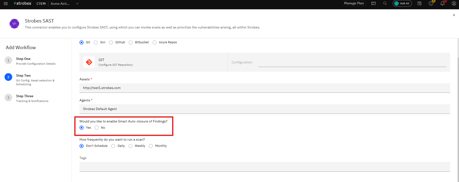 Configuring Strobes SAST: Smart Auto-closure of Findings (screenshot 14)