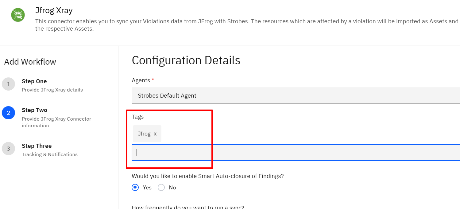 Connecting JFrog Xray (violations): Step 11: Add Tags (Optional) (screenshot 11)