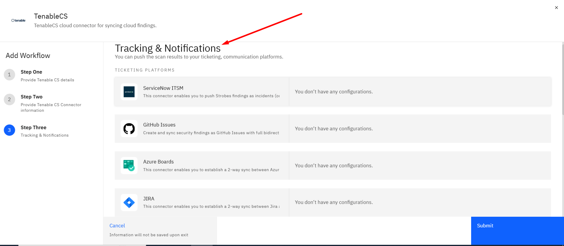 Connecting Tenable Cloud Security to Strobes: Tracking Tools (screenshot 15)