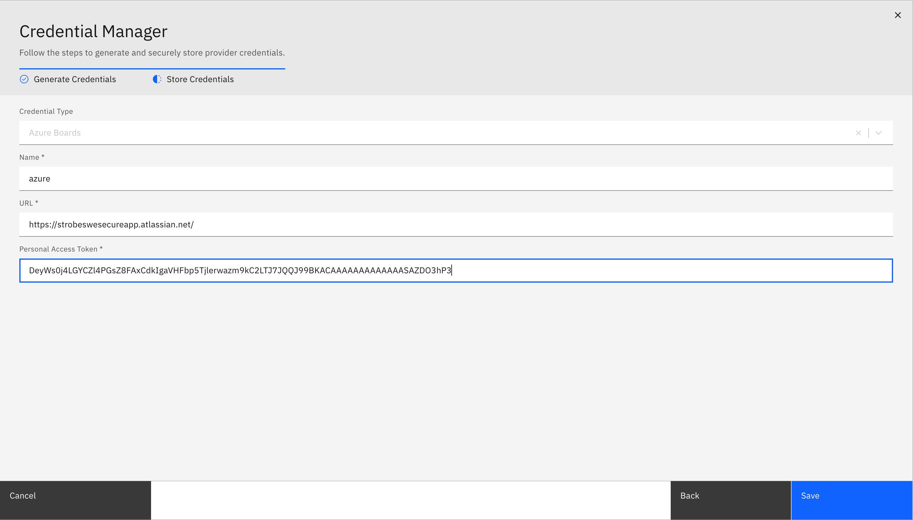 Cloud security (CSPM) workflow: Configuring AZURE Credential Manager (screenshot 10)