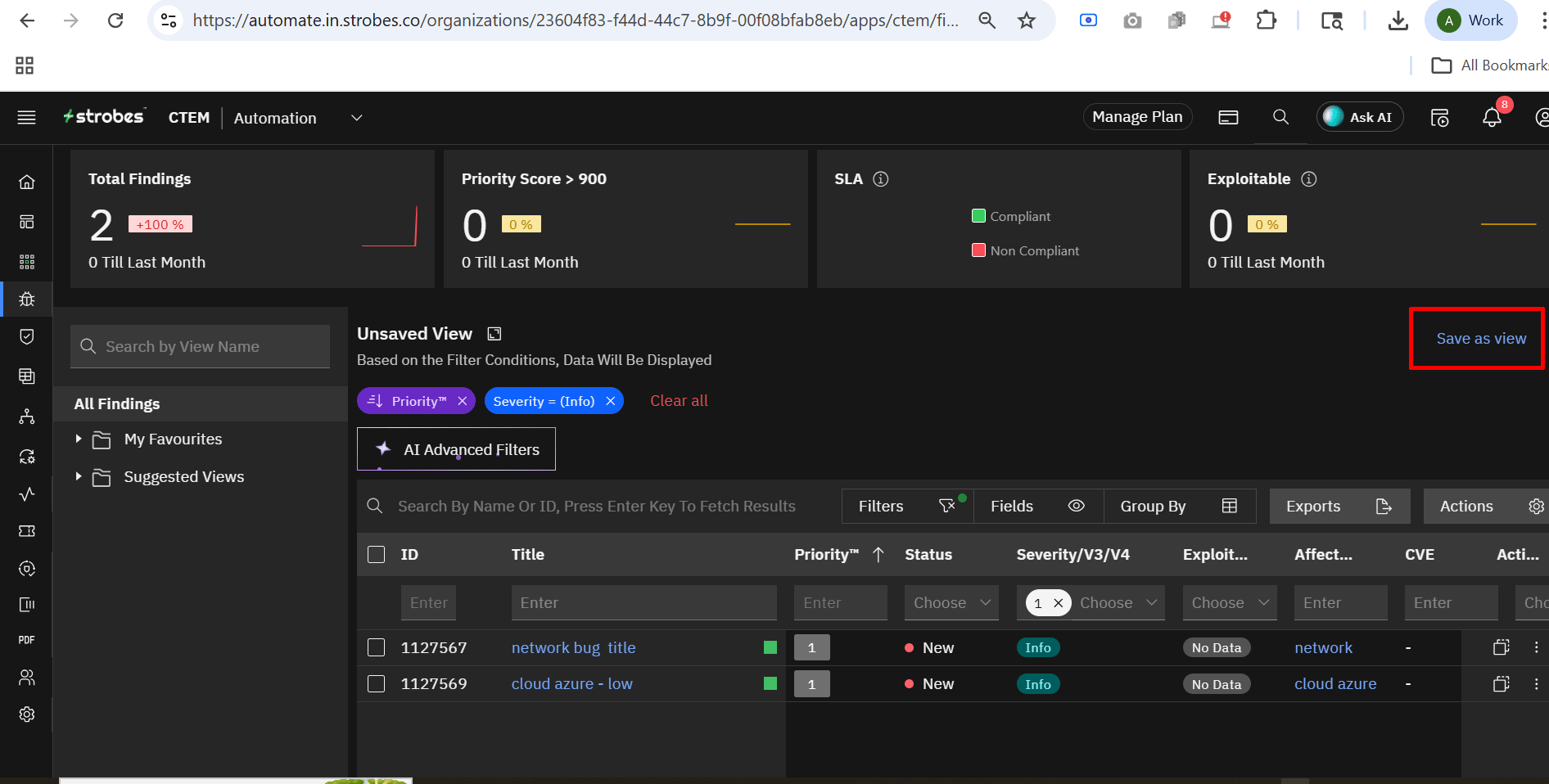 Understanding the Findings Toolbar: How to Save View (screenshot 2)