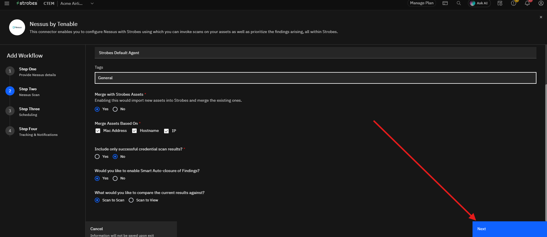 Configuring Nessus by Tenable in Strobes: Step 4: Configure the Nessus Scan Settings (screenshot 24)