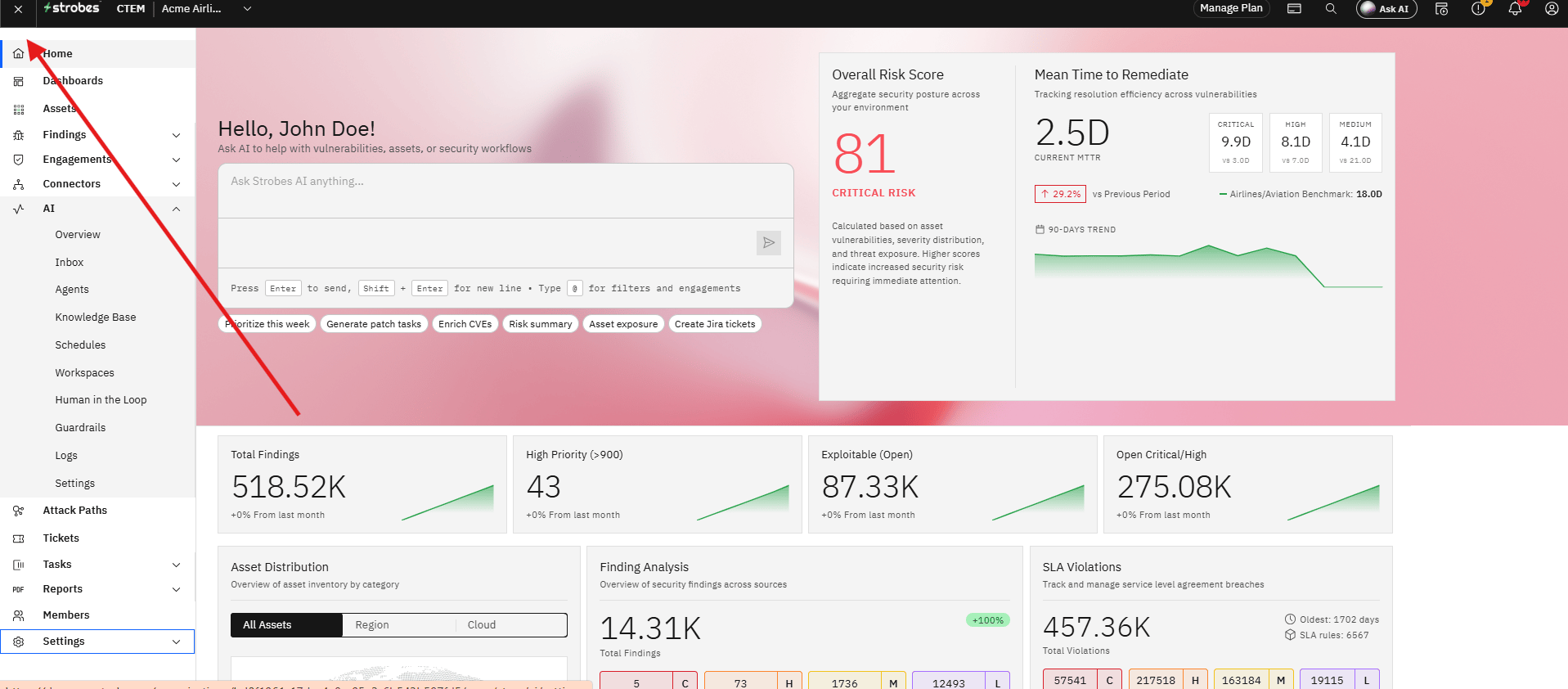 Configuring AI Alerts: Where to find it (screenshot 1)