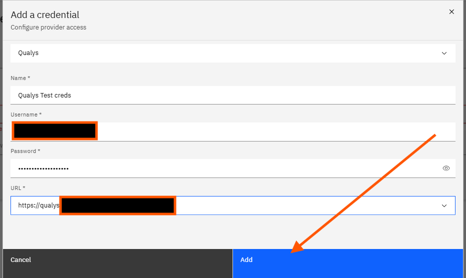 Configuring Qualys VMDR with Strobes: Step 11 — Click Add (screenshot 11)