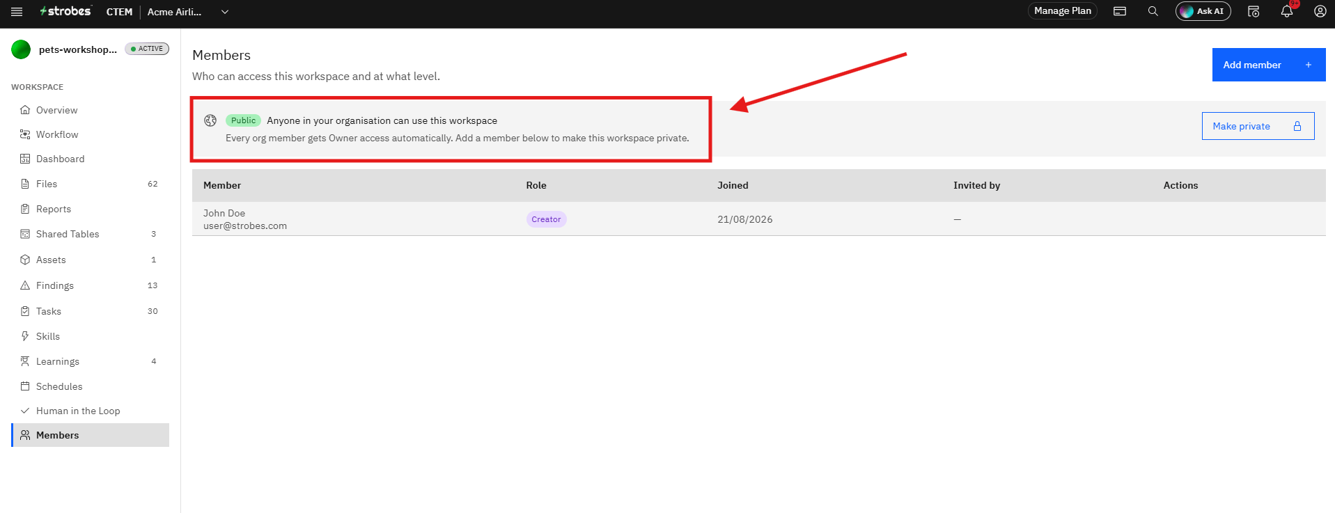 Managing AI Workspace Isolation and AI Member Access: Step 4 — Review the Current Access State (screenshot 4)