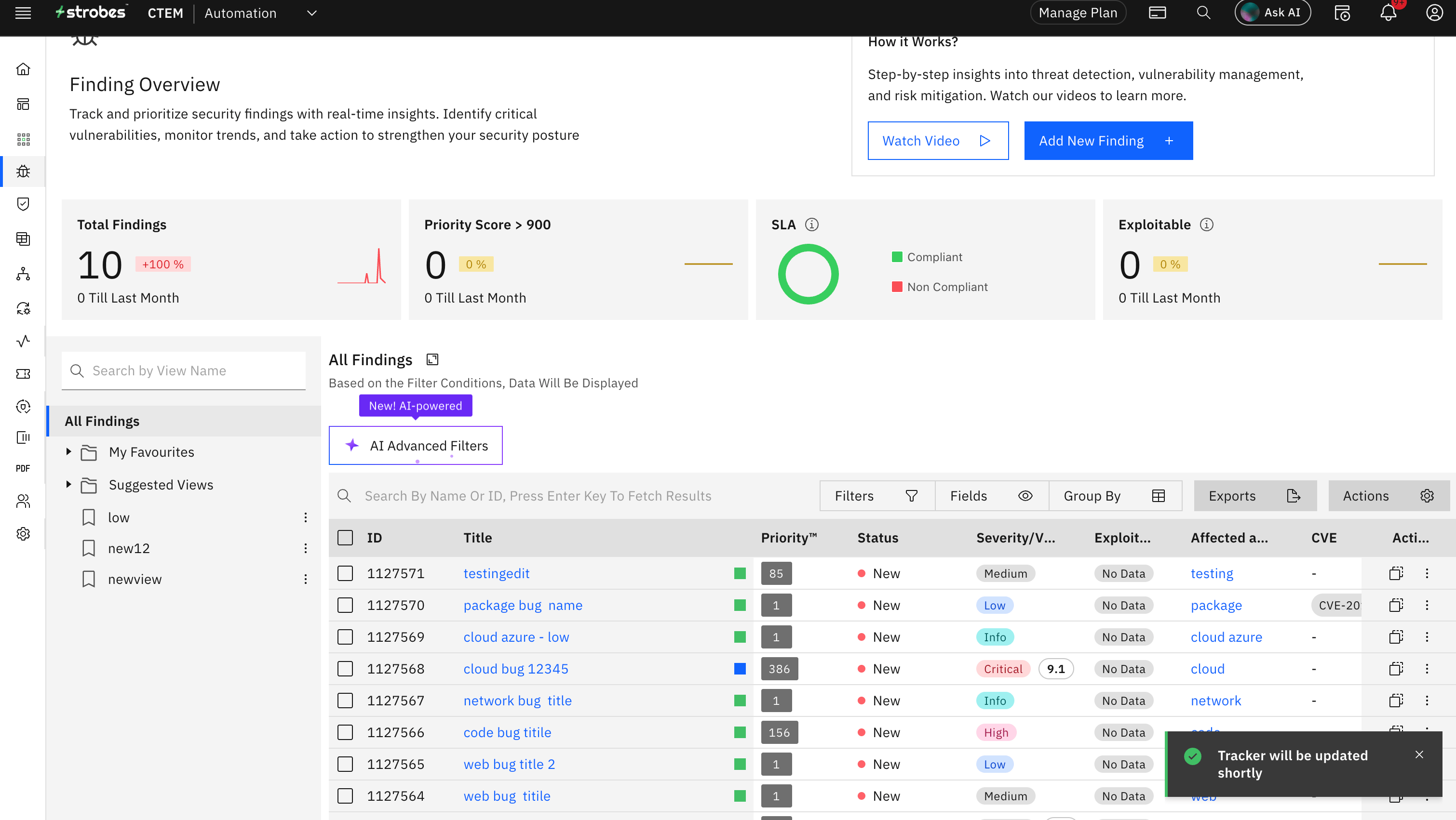 Bulk actions on findings: Send to Bulk Action (screenshot 4)