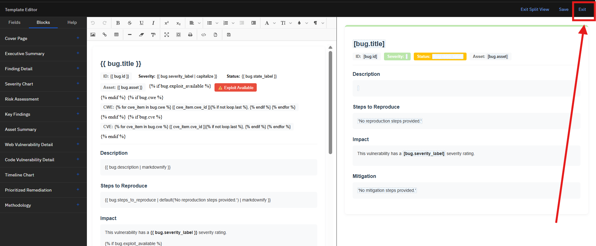 Creating a Report Template: Step 9: Save the Template (screenshot 18)