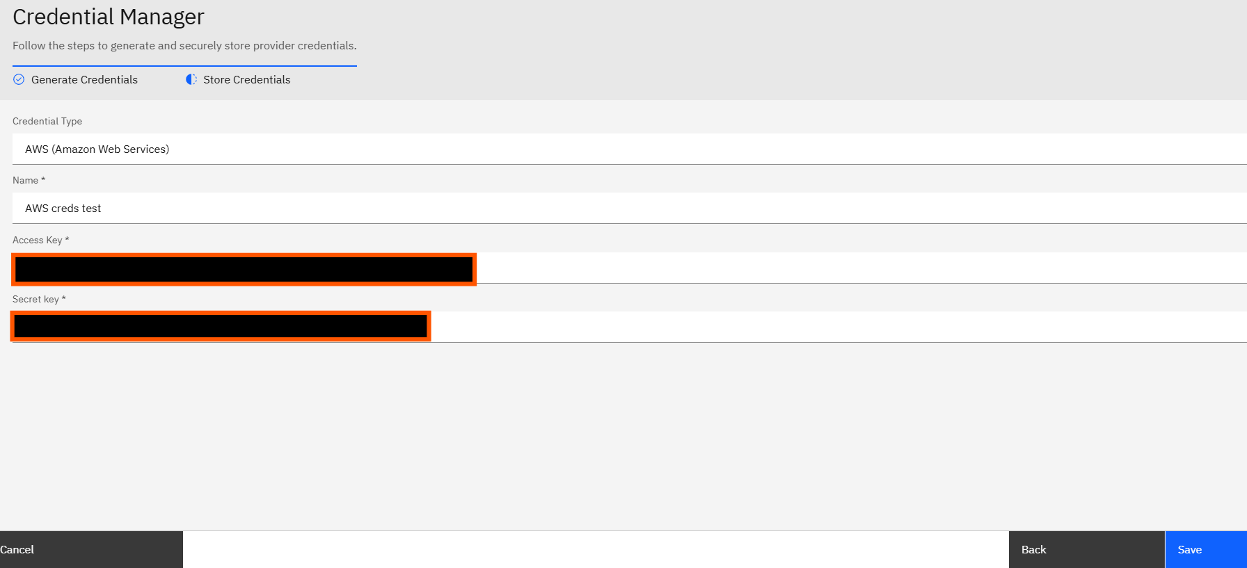 Configuring AWS credentials: Step 4: Save Configuration (screenshot 3)