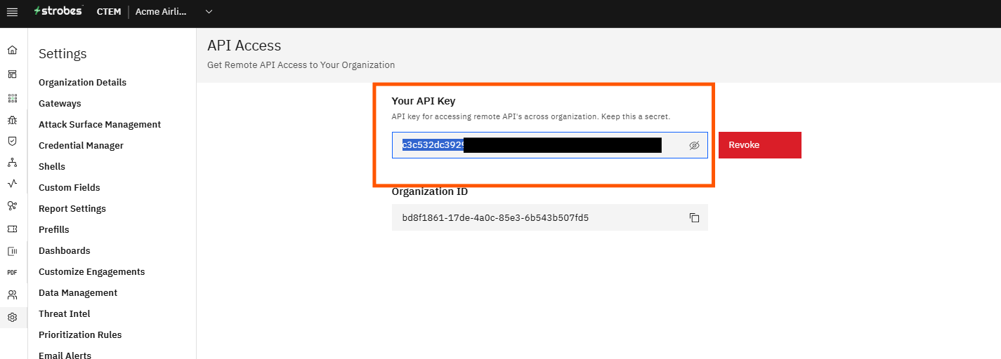 Creating a Shell Using Shell Bridge in Strobes: Step 12 — Copy the API Key (screenshot 12)