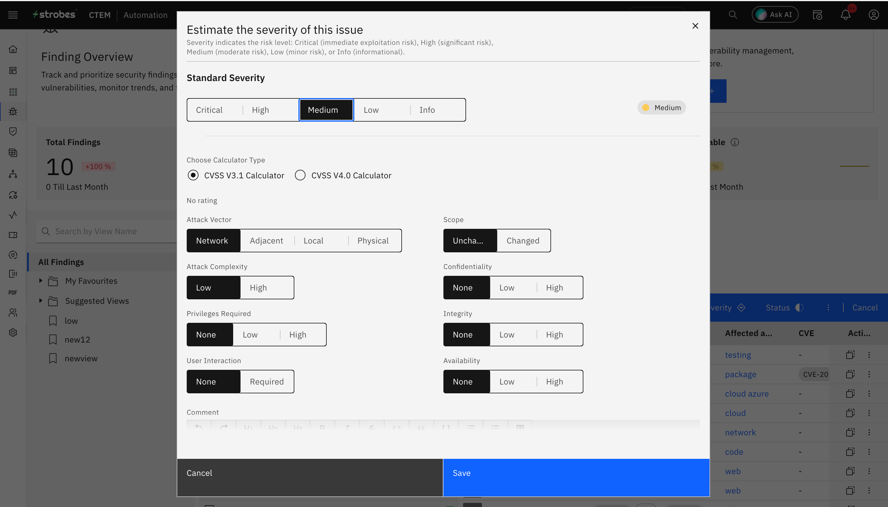 Bulk actions on findings: Severity Bulk Action (screenshot 7)