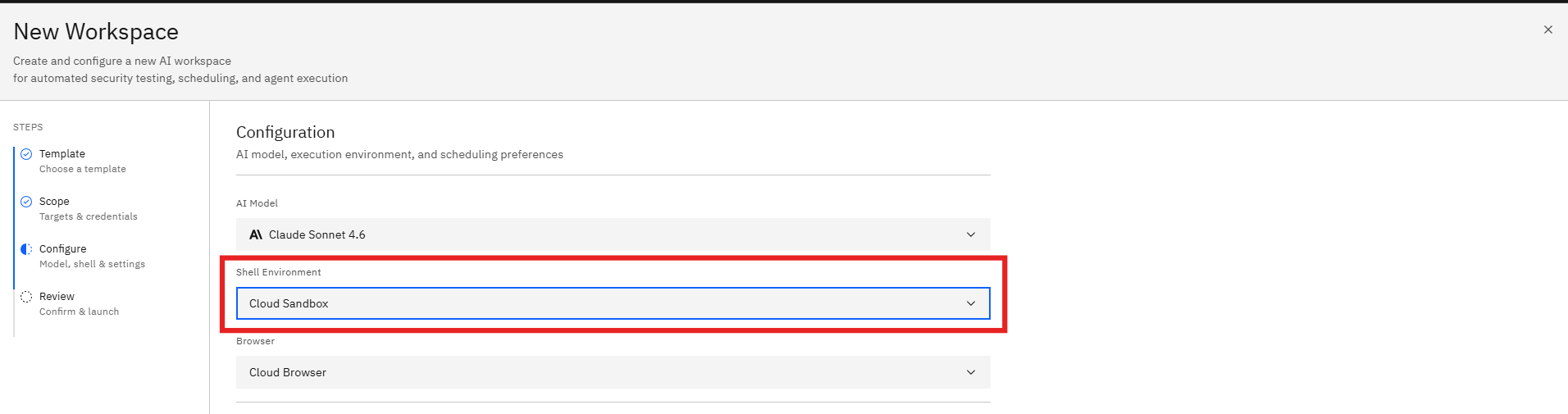 Threat Modeling Template: Step 7: Configure the Execution Environment (screenshot 10)