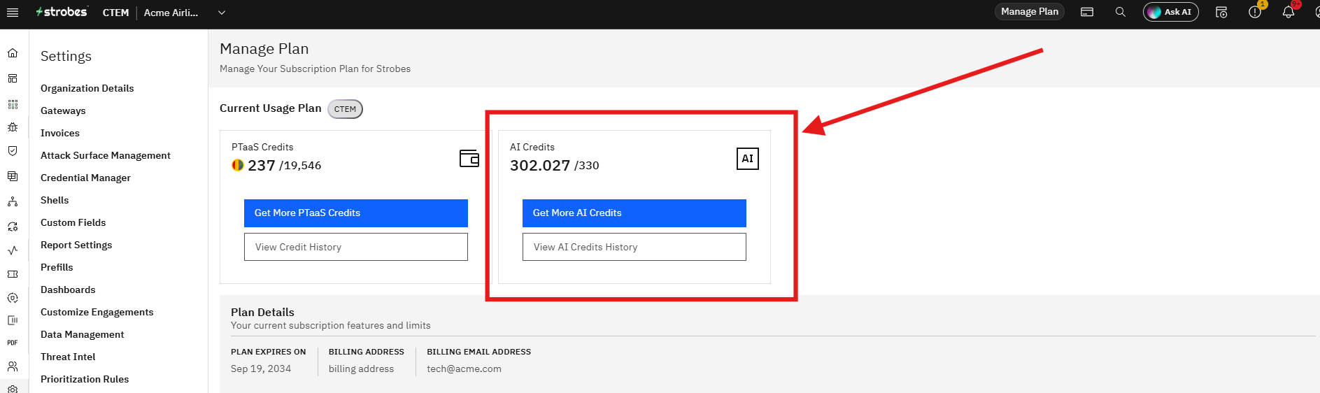 Managing Your Plan & Subscription: AI Credits (screenshot 4)