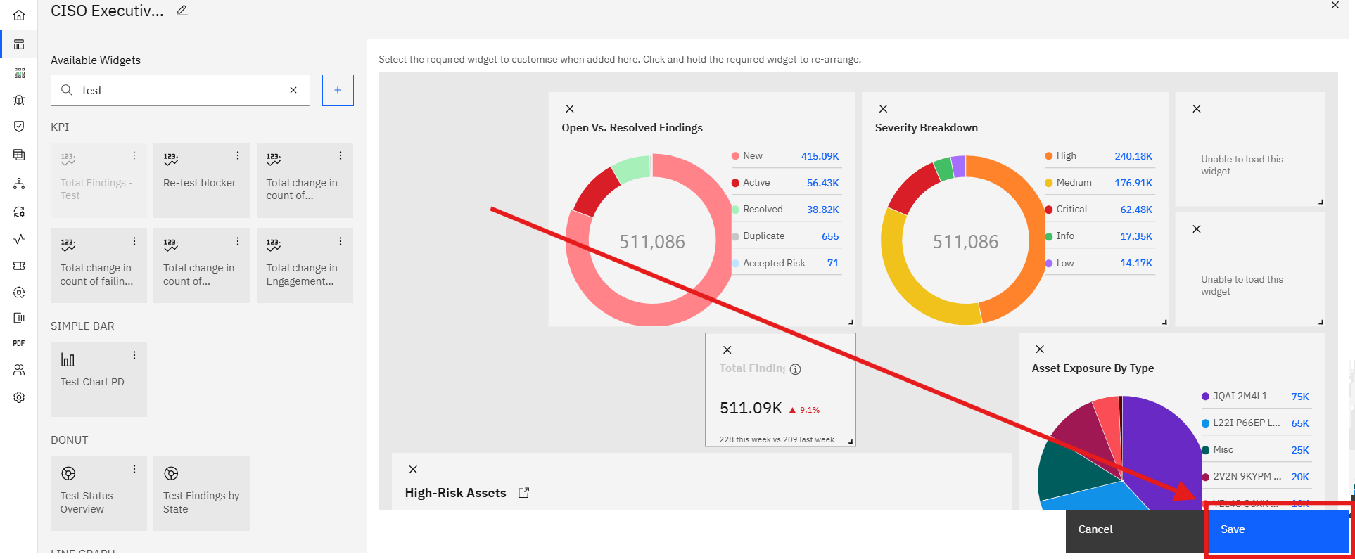 Creating a Widget: Adding a Saved Widget to a Dashboard (screenshot 16)