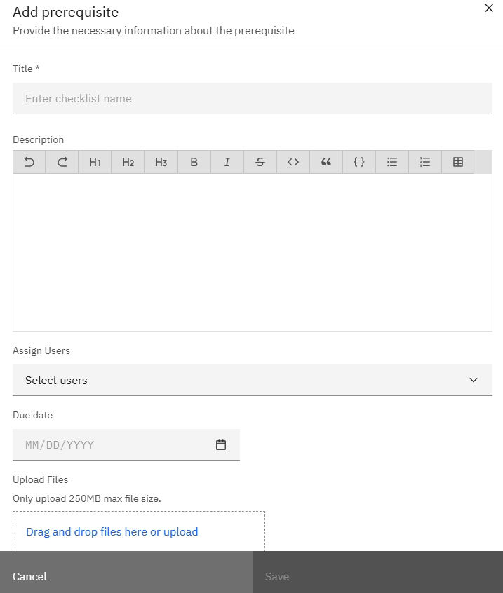 Managing Engagement Prerequisites: Step 3 — Add a Prerequisite Checklist (screenshot 4)