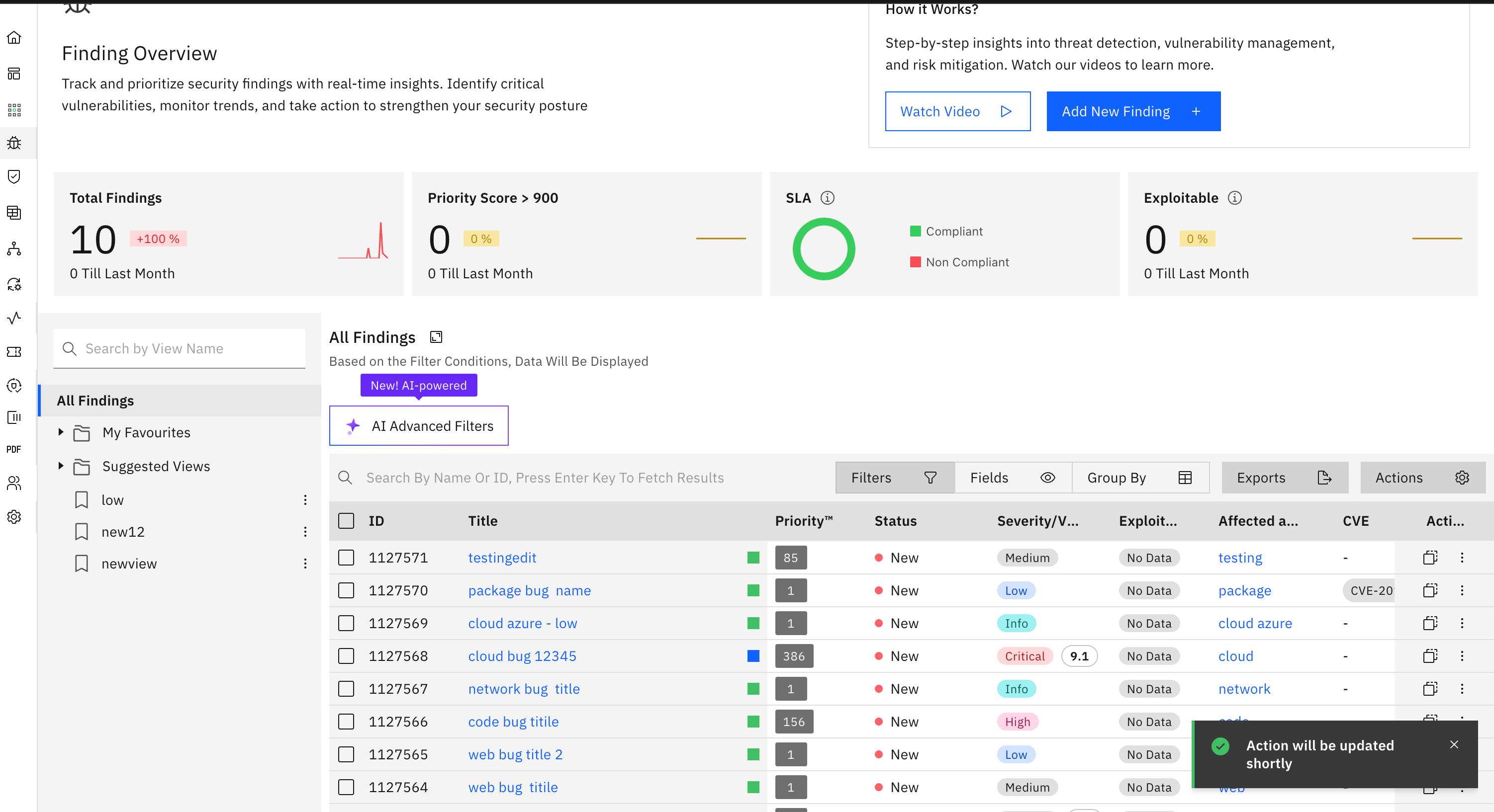 Bulk actions on findings: Add Tags Bulk Action (screenshot 6)