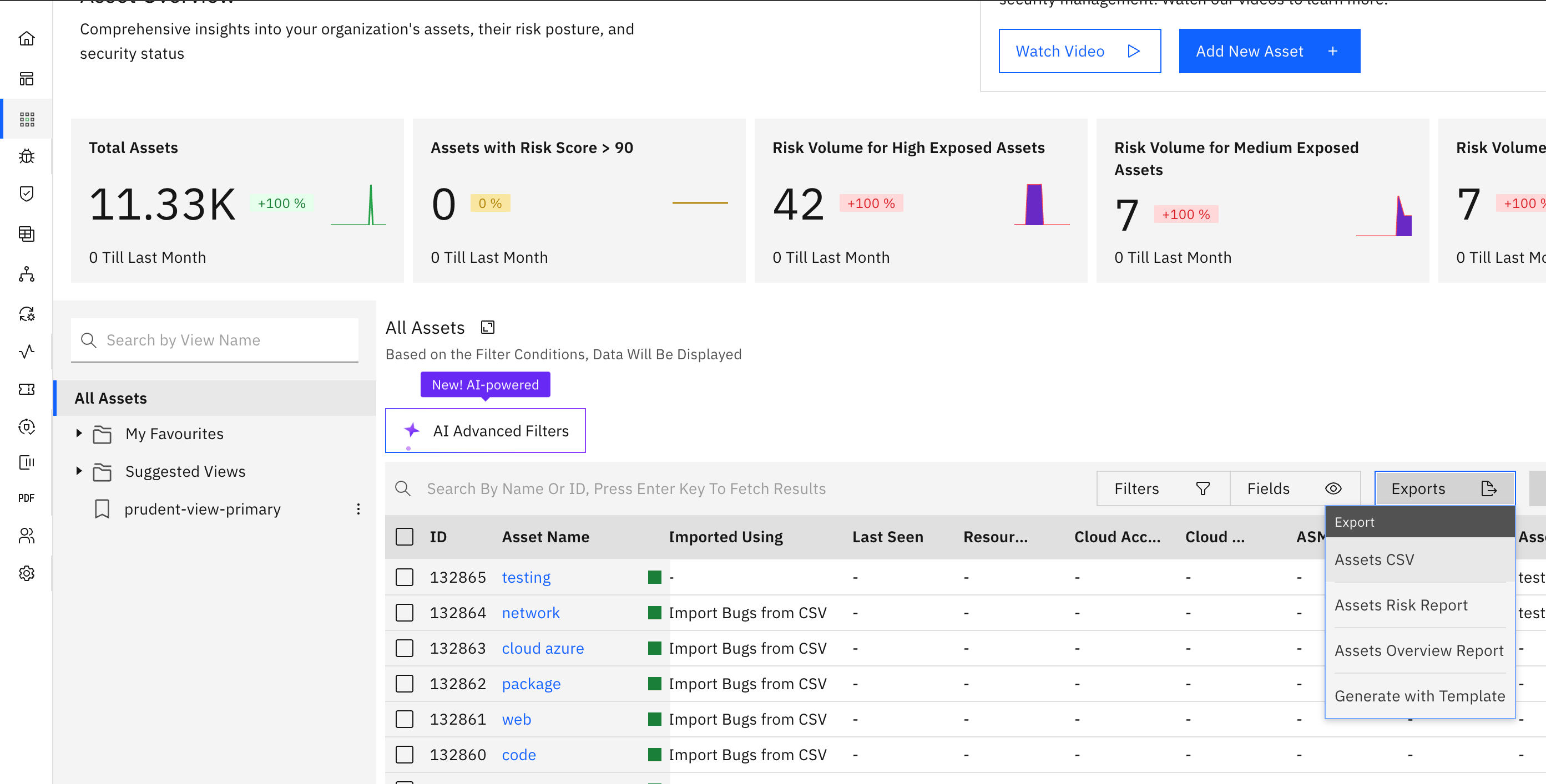 Assets Custom CSV Export: Usage Flow Instructions: (screenshot 1)