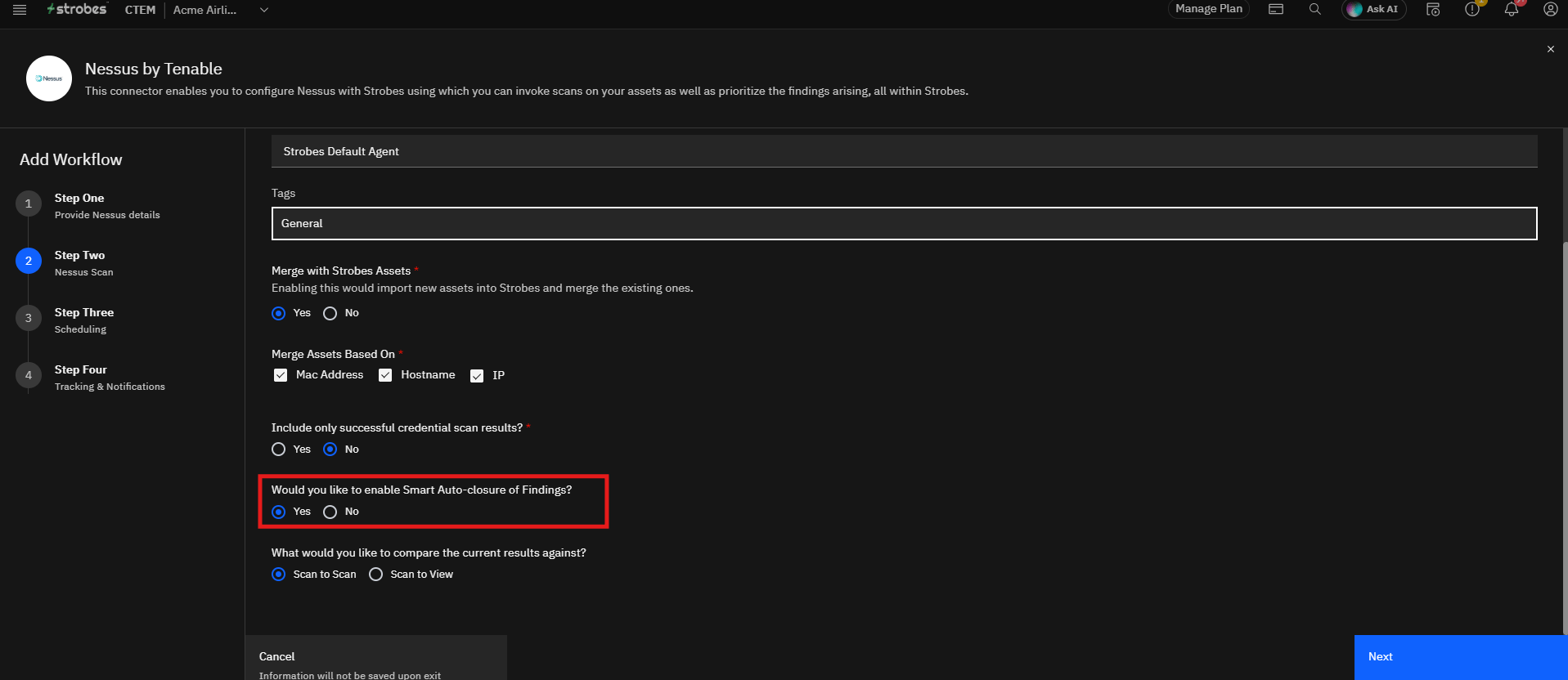 Configuring Nessus by Tenable in Strobes: Step 4: Configure the Nessus Scan Settings (screenshot 22)