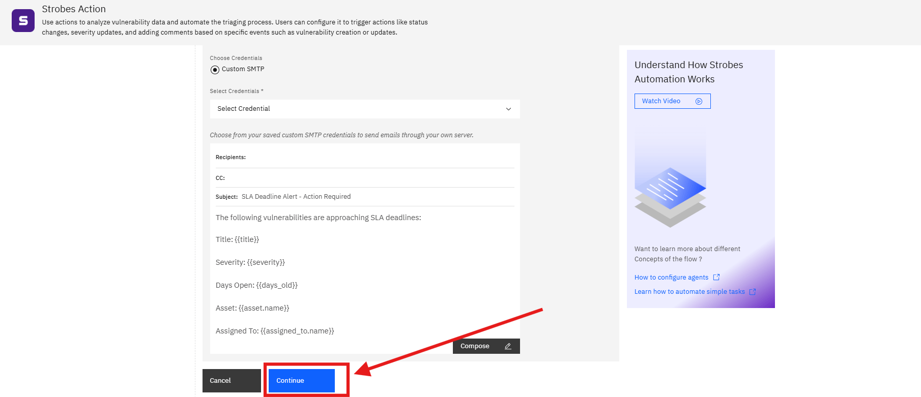 Using Automation Templates: Completing Actions (screenshot 14)