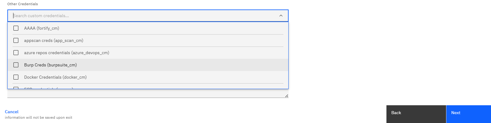 Threat Modeling Template: Step 4: Select Supporting Credentials (Optional) (screenshot 8)