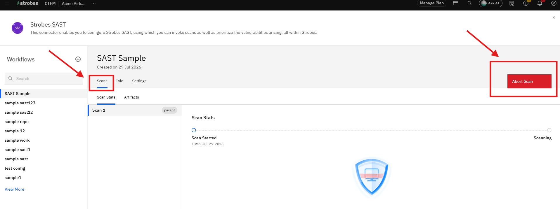 Configuring Strobes SAST: Step 7: Run the Scan (screenshot 19)